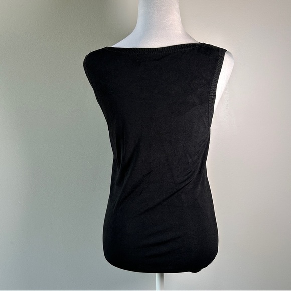 Nomi women’s Size Medium Black Tank Top Sequin Floral knit layering pretty *Read - Picture 4 of 10